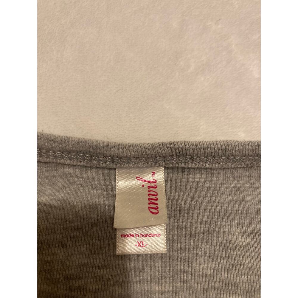 Anvil Women Gray Long Sleeve Shirt Pink Embroidery Size XL - Picture 4 of 9